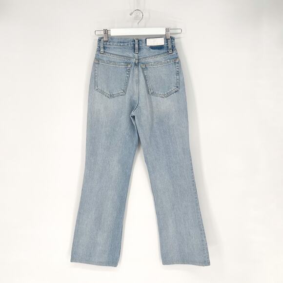 RE/DONE 70s Bootcut Jeans Light Worn 7 Distressed Knee Light Wash Cotton Size 25 - Picture 7 of 7